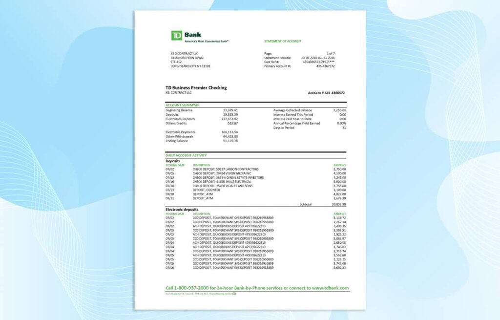 TD Bank Statement Template MS Word File TD Bank Statement Template MS Word File