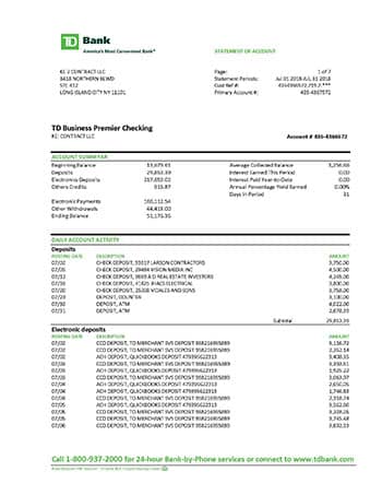 TD Bank Statement Template – MS Word File