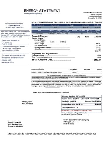 Michigan Utility Bill Template - USA Proof of address