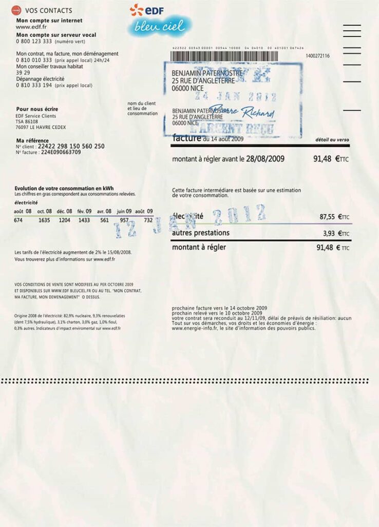 California Utility Bill Template USA Proof of address